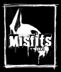 Misfits inc UK Ethical Clothing Black White English Bull Terrier Skull Logo Stencil Hoodie