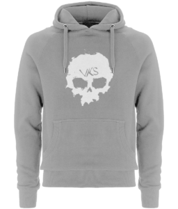Vanity Killed Studios Skull Hoodie Logo Branded VKS Grey and White